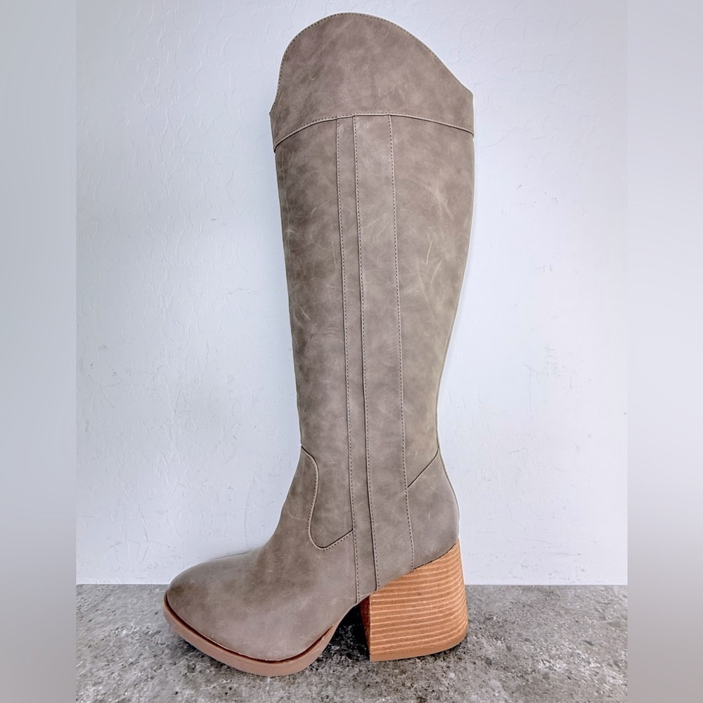 NEW Korks Scarlet Taupe Suede Western Stacked Block Heel Boot Women’s Size 9.5 - Picture 4 of 12